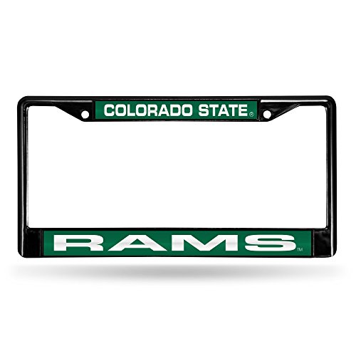 Rico Industries NCAA Colorado State Rams Black Black Laser Cut Chrome Frame 12" x 6" 12" x 6" Black Laser Cut Chrome Frame - Car/Truck/SUV Automobile Accessory