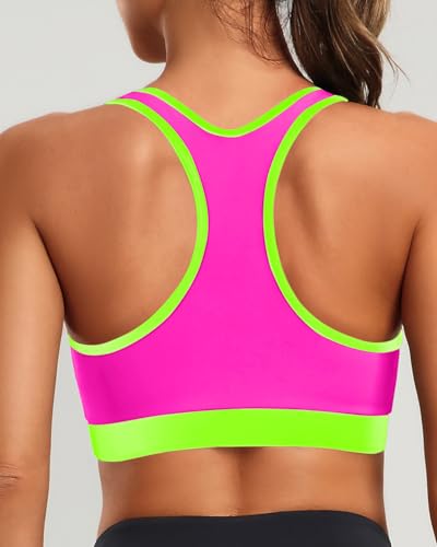 Image of Holipick Women's Sports Bra Bikini Tops Racerback Swim Top Scoop Neck Bathing Suits Top Modest Padded Crop Tops Swimsuit Only