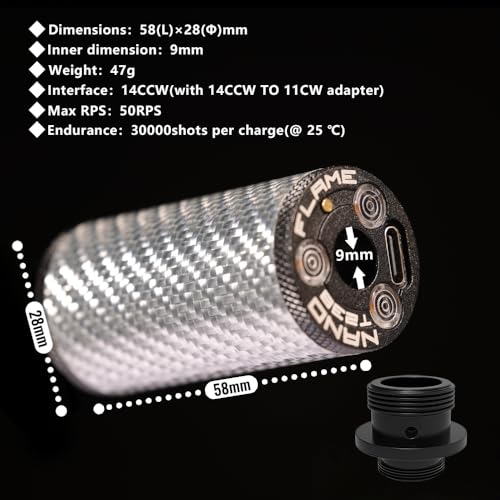 T238 Airsoft Nano Flame Tracer Unit Für Pistolen und Gewehre – 14mm CCW Gewinde & Type-C Ladeanschluss (inkl. 11mm CW Adapter)