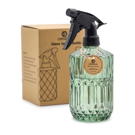 OFFIDIX Pflanzennebel, Handdruck-Sprühflasche mit feiner Nebel, 0,43 l, Glas-Sprühflasche mit verstellbarer Düse für Innen- und Außenbereich, Gartenarbeit oder Hausreinigung (hellgrün)