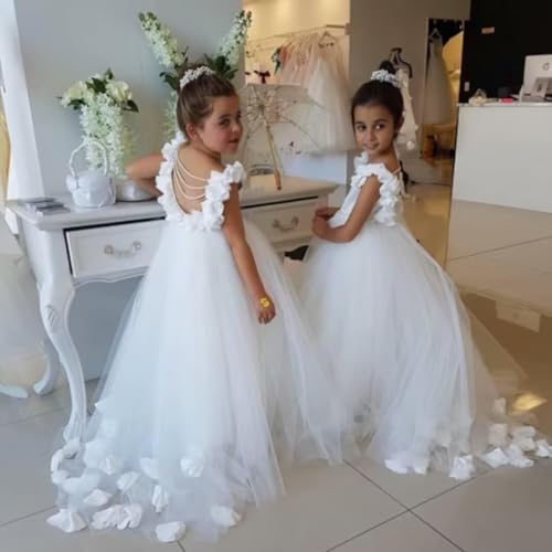 3D Flower Appliques Girl Dresses for Girl 2025 Tulle A Line First Communion Dresses Pageant Dresses with Pearl4