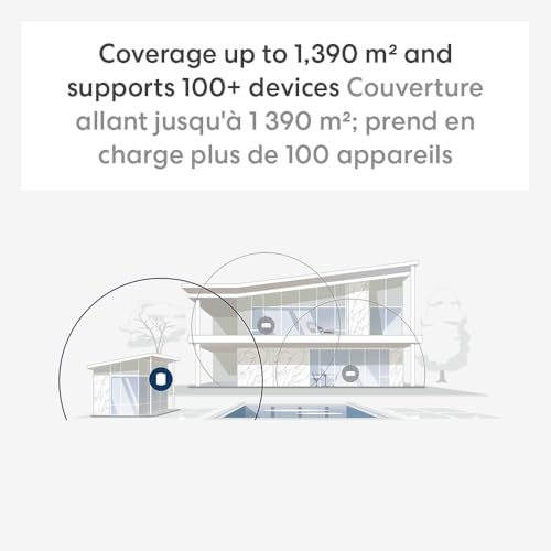 Amazon eero Outdoor 7 dual-band mesh wifi router (newest model), Weatherproof rating of IP66, Coverage up to 1,390 m² outdoors, 1-pack, Includes 30W PoE+ adaptor