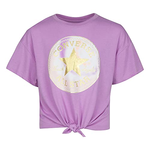 Converse Girl's Short Sleeve Boxy Graphic Tie Top (Big Kids)