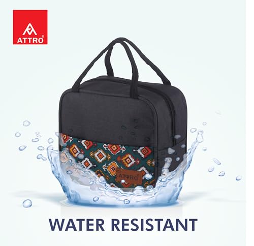 Image of ATTRO Easy Carry Insulated Lunch Bag, 7.5 Liter- Waterproof & Durable, Stylish Carry Bag for Kids, School, Office, Travel & Picnic, Spacious with Easy-to-Carry Handles -Grey