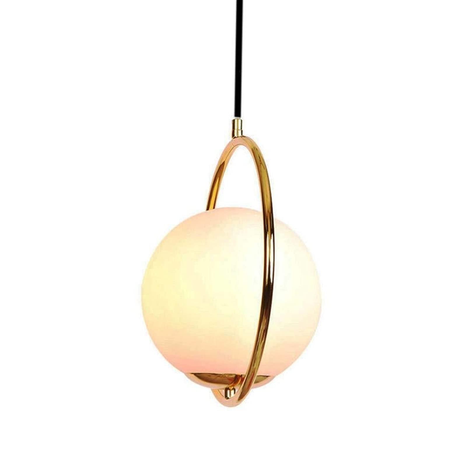 Okrągła lampa wisząca LED w kolorze złotym z białym szklanym kloszem, nowoczesna lampa sufitowa wisząca do kuchni innovate