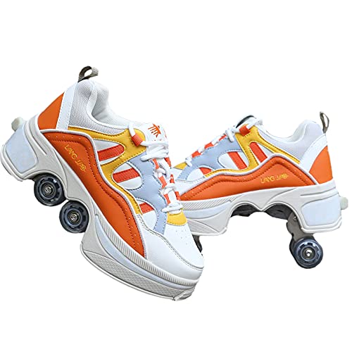 Roller Skates/2 in 1Multifunctional Roller Skates Shoese/Deformation Invisible Roller Skate Automatic Walking Shoes.Suitable for Outdoor Sports Roller Skates for Boys, Girls and Adults