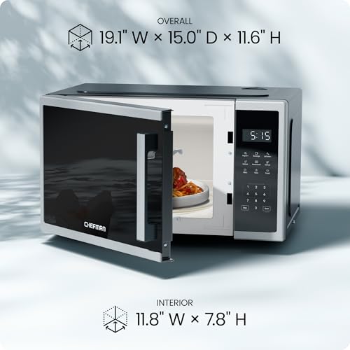Chefman Countertop Microwave, 0.9 Cu Ft, 900W, Stainless Steel - image 8