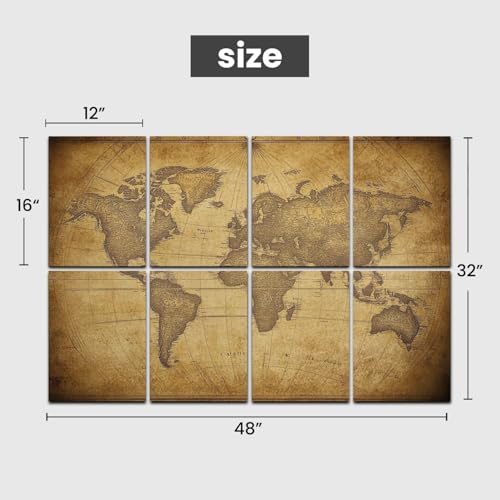Paneles acústicos decorativos estilo retro mapa mundial, paquete de 8, reducción de ruido para oficina 48x32 pulgadas miniatura 2