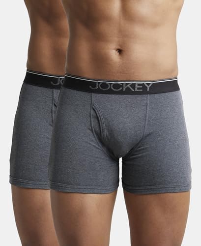 Image of Jockey 8009 Men's Super Combed Cotton Rib Solid Boxer Brief with Ultrasoft Waistband (Pack of 2)