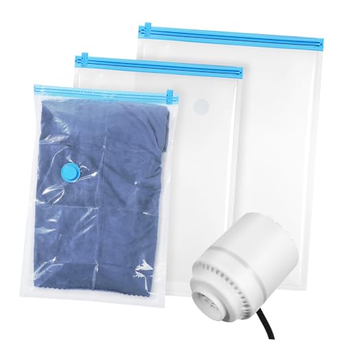 Cabilock 3 Piezas bolsas de vacío de almacenamiento para ropa Bolsa de vacío elementos esenciales de viaje sellador al vacio para ropa bomba de vacío de viaje bolsa espacial Pensilvania