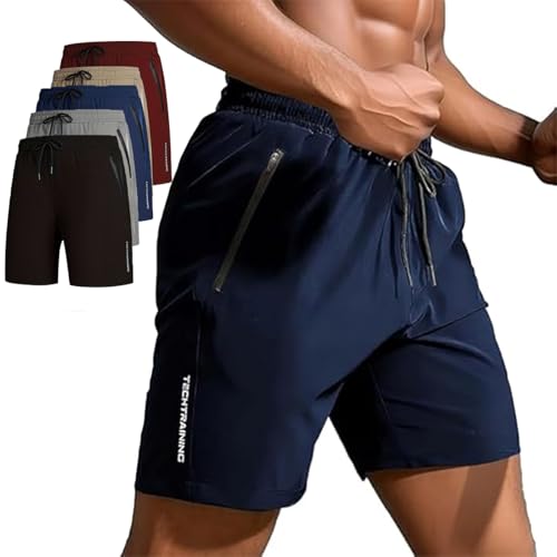 JXOPY Rationalu - Pantalones cortos para hombre, con cordón en la cintura, transpirables, ligeros y transpirables, azul, M