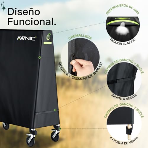 Funda mesa ping pong exterior impermeable resistente al polvo AWNIC de poliéster 4
