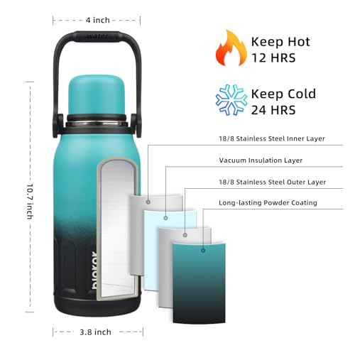 Image of BJPKPK Stainless Steel Insulated Bottle with Handle & Strap, 40oz