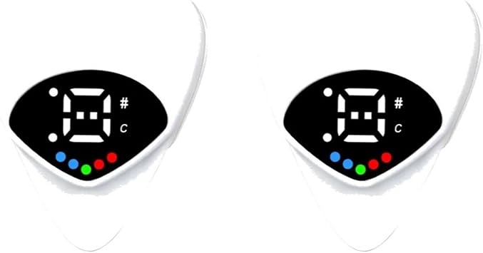 2-in-1 Guitar Pick Tuner Acoustic Guitar Tuner Electric Guitar Tuner for Acoustic Electric Guitar Bass Mandolin 2PCS White
