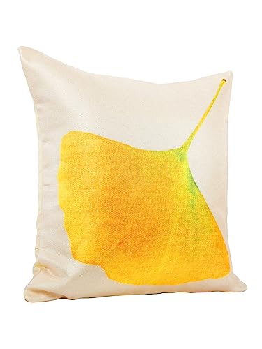 Image of ROMEE Designer Floral Printed Cushion Covers 16 inch x 16 inch Set of 5 | Decorative Square Jute Throw Pillow /Cushion Cover for Living Room, Sofa, Couch, Bedroom (Beige & Rust)