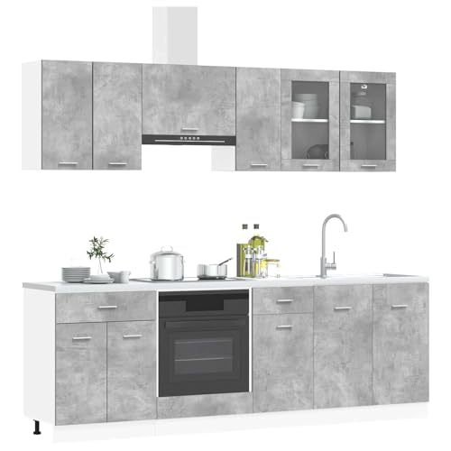 vidaXL Juegos de Muebles de Cocina Lyon 8 pcs 240 x 46 x 81,5 cm, Almacenamiento de Cocina Personalizable, Muebles Modernos, instalación Sencilla, estanterías multipropósito