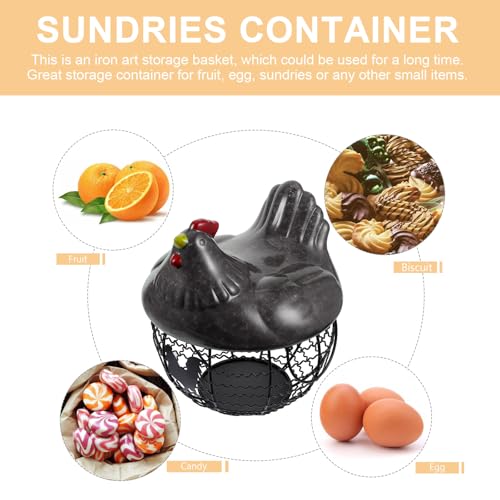 Cesta de hierro para huevos y frutas jojofuny, organizador de cocina gris decorativo 4
