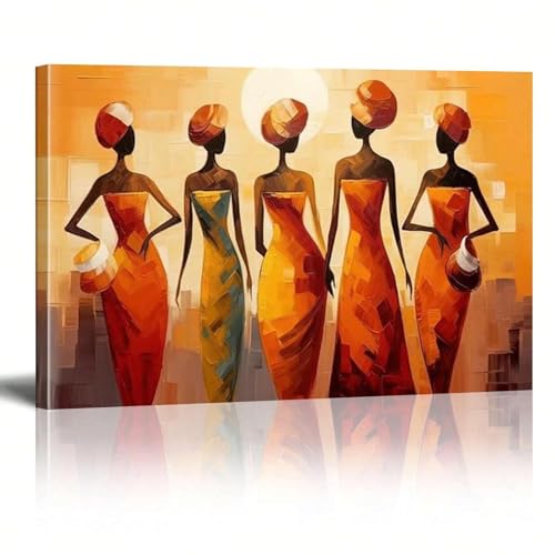 Art mural abstrait de femmes africaines 50x70cm tableau sur toile encadré pour salon moderne