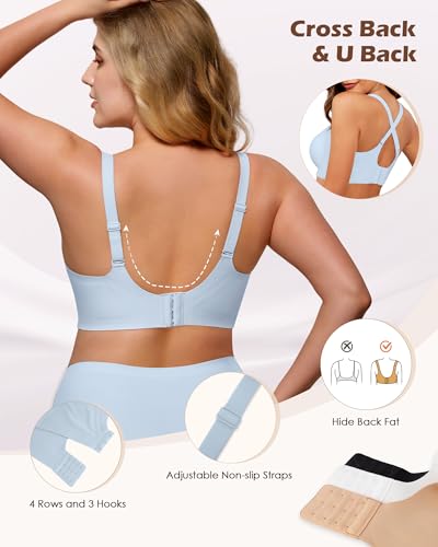 Image of As Fairy Womens Soft Comfortable No Underwire Bras V Neck Seamless Push Up Bralettes Full Coverage Tshirt Brassiere