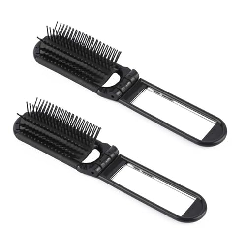 Spazzola per Capelli Pieghevole 2 Pezzi, Pettini Pieghevoli con Specchio Viaggio Portatile Pettine Compatto Tascabile Pettine,Pettine Tascabile per Bambini e Adulti