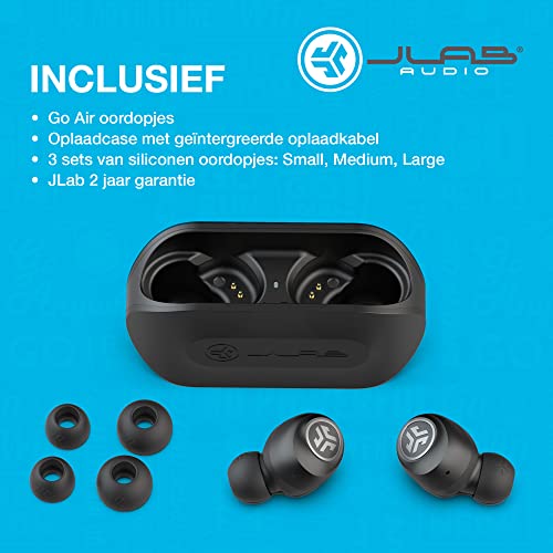 JLab Go Air True Wireless Oordopjes, Bluetooth Draadloze Hoofdtelefoon en usb oplaadstation met dubbele verbinding, aangepast EQ3-geluid en de kleinste pasvorm ooit, Zwart - Afbeelding 8