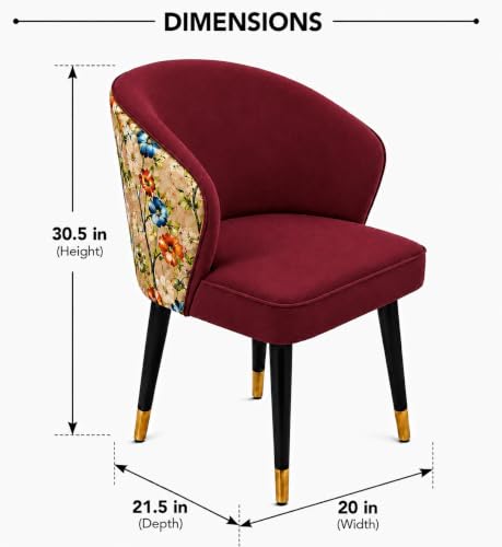 Image of WOODEN SPACE 4 Seater Wooden Dining Table Set | Urban Marble Top Dining Table with Chairs for Dining Room & Kitchen (Modern Classic Printed Maroon) (42 x 42 x 30 inch)