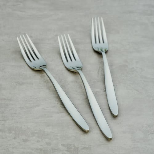 Image of BlackCarrot's 6 Pieces Rose Gold 304 Grade Stainless Steel Table Forks Set for Home & Kitchen, Fruit Fork, Dining Table, Shiny with 4mm Thickness, Silver
