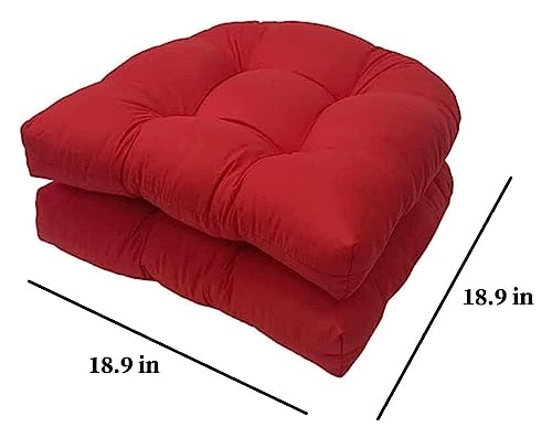 Coussin de chaise extérieur 48x48 rouge lot de 2 pour jardin - 3