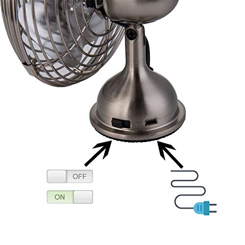 Luckyway Metal Desktop Fan, 4-inch Blades, USB Quiet Desk Fan Work for Office, Outdoor, Living Room, Bed Room (Silvery Gray)