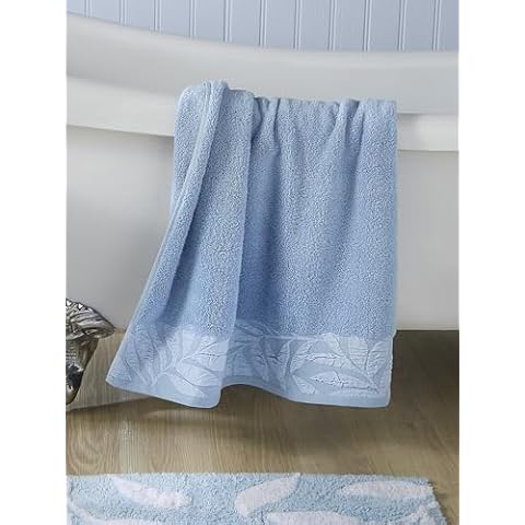 Dreams & Drapes Blue Leaf Bath Towel Cover