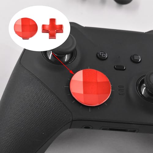 Image of 2 in 1 D-Pads for Xbox Elite 2 Core Controller Stainless Steel D-Pads for Xbox One Elite Series 2 Controller D-Pads Replacement for Xbox One Elite Series 1 Controller (Red) [xbox one]