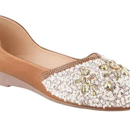 Image of SilverArrow Alluring Emboidery with Stone Jutti Comfortable Flat Fancy Bellies for Womens and Girls