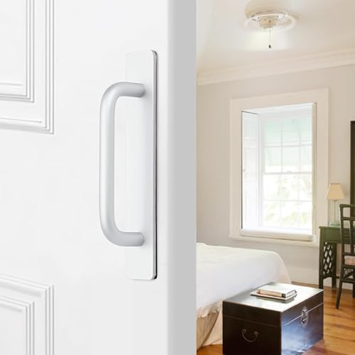 Image of 1 Pcs Self Adhesive Cabinet Door Handle Stick On Handle Self Stick Drawer Pulls No Drill Black Cabinet Pulls Peel and Stick for Glass Sliding (Silver)