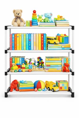 Image of Book Self - 4 Cases Portable Book Shelf, Kids Books Racks for Home Plastic, Bookshelf for Home, Book Shelves, 4-Tier Book Stand, Organizer, Rack for Study Room /Library, Storage Organizer Bookcases