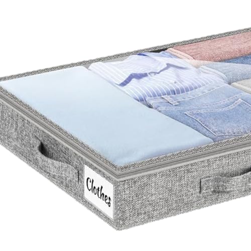 Caja de almacenamiento debajo de la cama de 36 pulgadas con tapa contenedor de tela gris 8