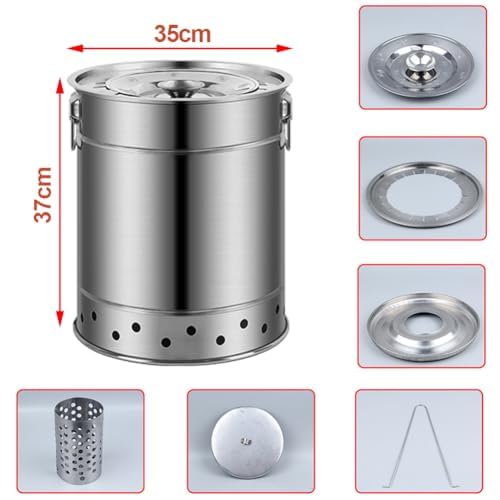 Barbecue portatile a carbonella senza fumo, con barile in acciaio inox da 39 cm, con 28 spiedini per kebab e barbecue