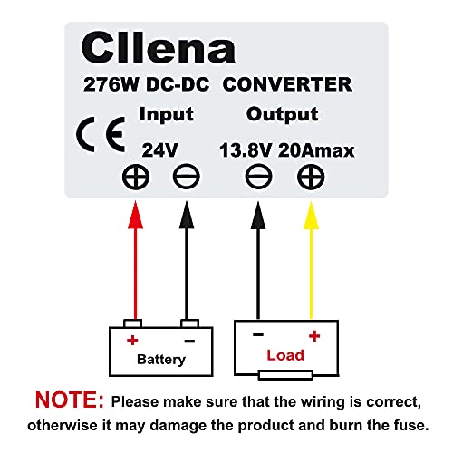 Image of DC 24V Step Down to 13.8V 20A 276W Converter Voltage Regulator, Waterproof DC /DC Voltage Reducer Buck Transformer Power Supply for Golf Cart