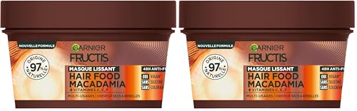 Garnier - Fructis Hair Food - Masque Lissant au Macadamia - Formule Vegan à 97% d'Origine Naturelle - Pour Cheveux Secs à Très Secs - 320 ml (Lot de 2)