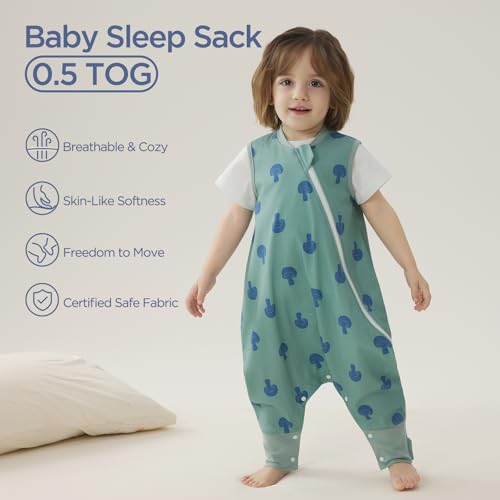 Image of Duomiaomiao 0.5 TOG Wearable Blanket 6-12 Months,Toddler Sleep Bag 100% Cotton,Breathable Lightweight Baby Sleep Sack with Feet