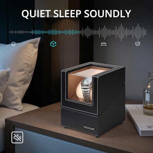 triple tree single watch winder for automatic watches with super quiet japanese motor 4 rotation mode setting flexible plush pillow fit lady and man watches