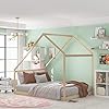 Bellemave montessori bed for toddlers full house beds for kids wood floor bed frame bedroom furniture for girls boys spring needed natural  urban country home decor