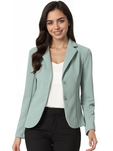 Blazer de travail femme vert pois veste de costume extensible manches longues XL