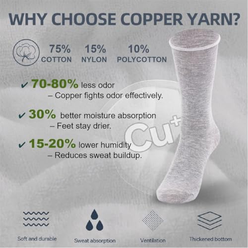 Kodal Copper Dress Socks No Binding Comfort for Work Anti Sweat Odor Control Moisture-Wicking Casual Everyday Wear2