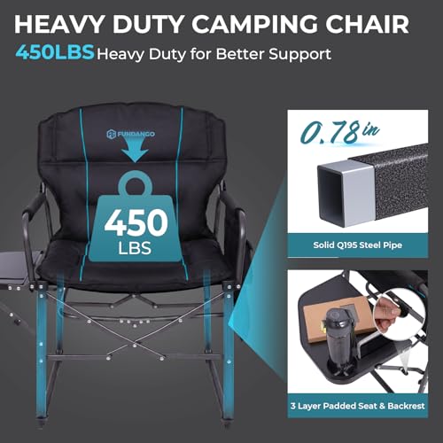 FUNDANGO Silla Oversized Director, Silla de Camping Acolchada con Mesa Lateral miniatura 6