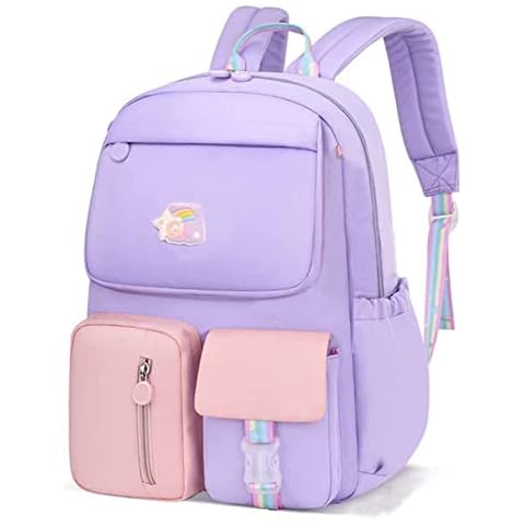 RTMYOR Kids School Bag for Pretty Girls Backpack for School | Water Resistant | Back Pocket| Backpacks for Elementary (PURPLE) Cover