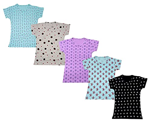 Image of KAYU Girls Cotton Full Printed Half Sleeves Tshirts (Pack of 5)