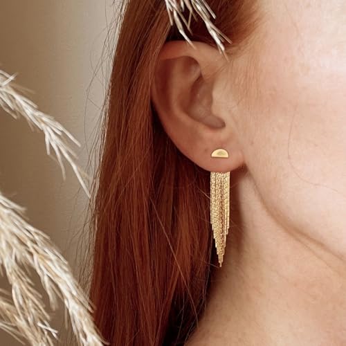 Gold Earrings for Women, 14K Gold Plated Tassel Dangle Earrings for Women Trendy Hypoallergenic Long Chain Earring Dainty Pearl Drop Earrings Elegant Wedding Earring Fashion Jewelry for Womens2