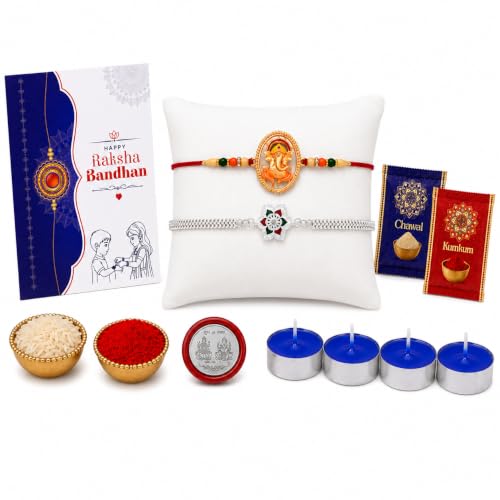 Image of Oblivion Tea Light Candle for Brother - Rakhi for Brothers, Silver Color Coin & Greeting Card, Gift for Bhai, Bhabhi & Kids, Traditional Raksha Bandhan Celebration Combo Kit 2025