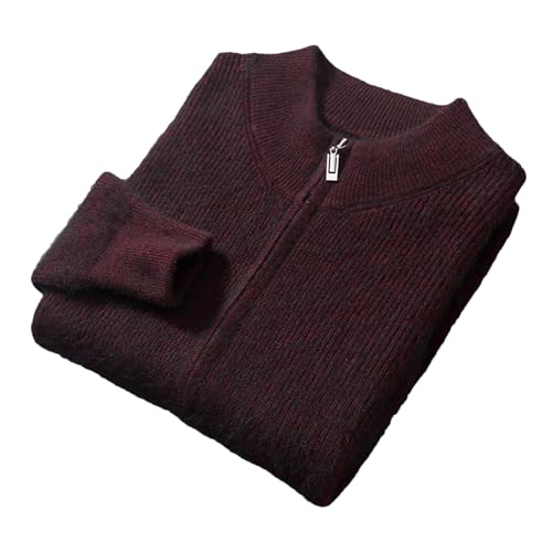 Men's Cardigan Sweaters Winter Thickened Warm Casual Stand Collar Knitted Large Size Outerwear with Zipper