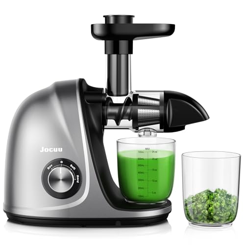 Comparison: Best Juicer For Wheatgrass 10 Jocuu Slow Masticating Juicer Machines with Soft Hard Modes Easy to Clean Quiet Motor & Reverse Function, Cold Press Juicer for Fruit & Vegetable, 90% Juice Yield, with Brush & Recipes (Grey)